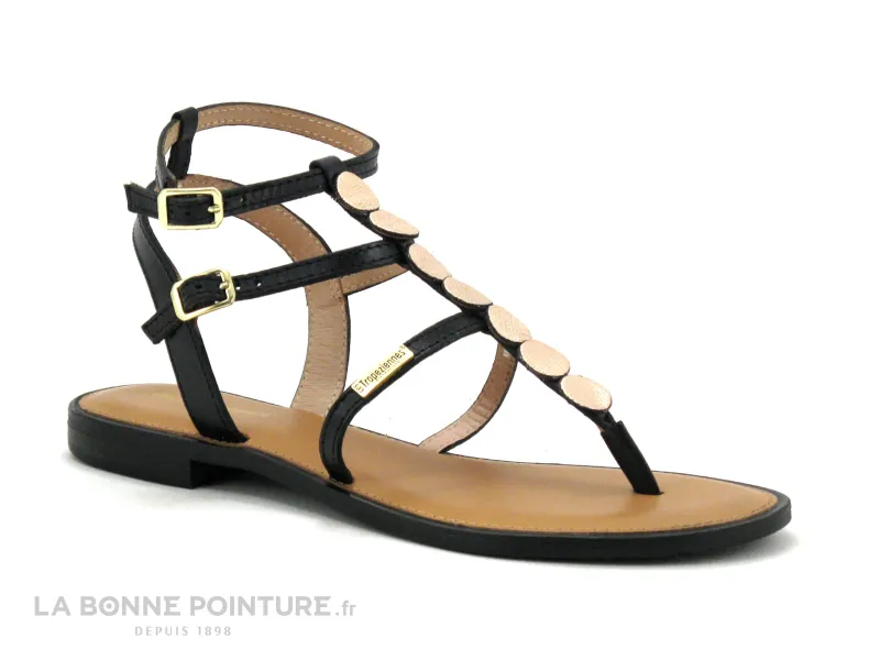 Achat chaussures Les Tropéziennes M.Belarbi Femme Entre-doigts, vente Tropeziennes HORELIA Noir Or - C330356 - Sandale tong mont