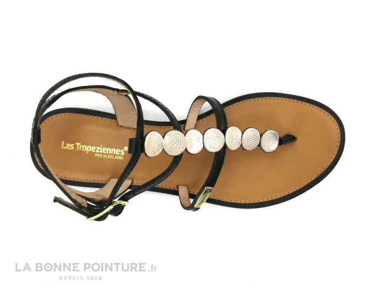 Achat chaussures Les Tropéziennes M.Belarbi Femme Entre-doigts, vente Tropeziennes HORELIA Noir Or - C330356 - Sandale tong mont