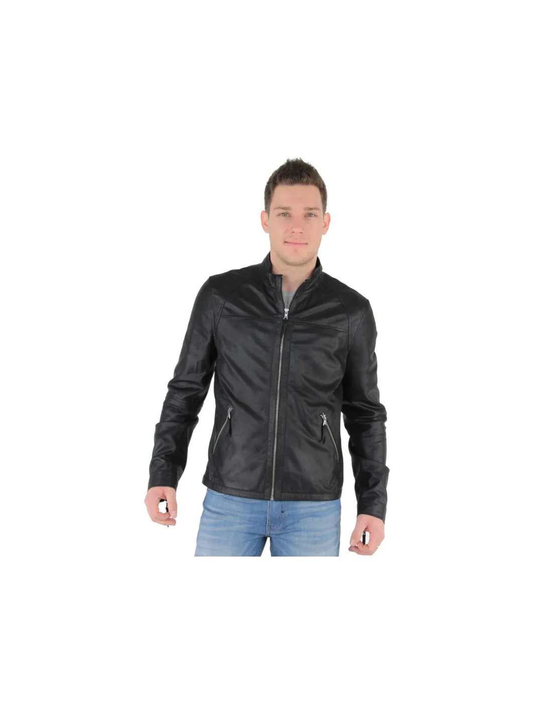 Blouson miami napalan en cuir ref_trk32227-noir