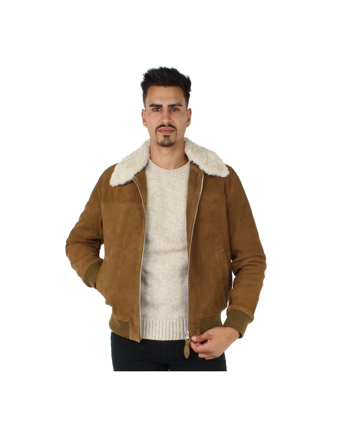 Blouson Officiers Schott en cuir ref_jaj44741 Rust