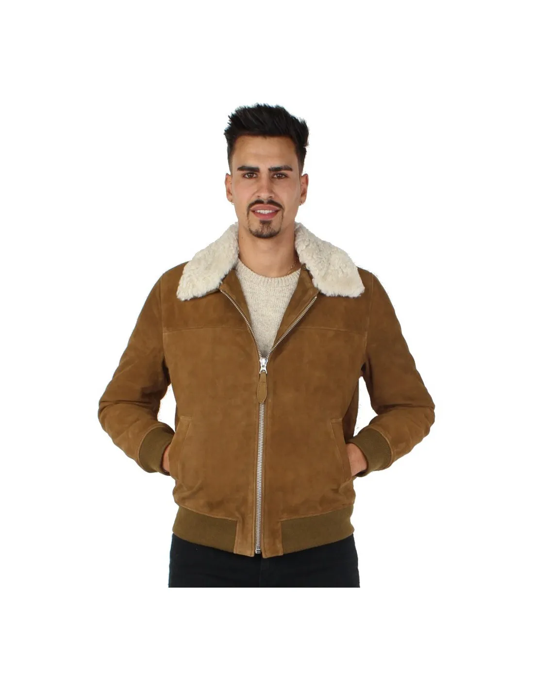 Blouson Officiers Schott en cuir ref_jaj44741 Rust