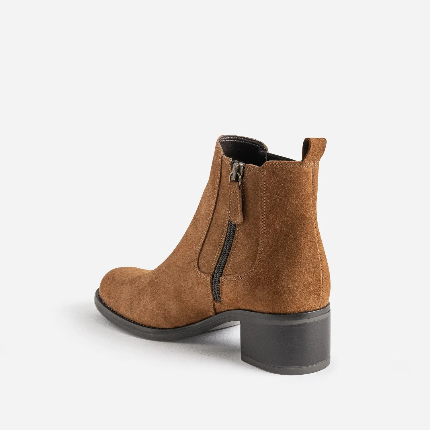 Boots cognac en cuir velours - Boots / bottines Femme | ERAM