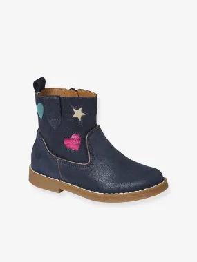 Boots en cuir fille collection maternelle marine - Vertbaudet