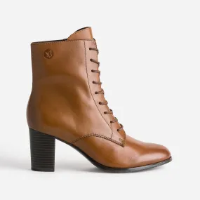 Bottine à talon CAPRICE cognac en cuir - Boots / bottines Femme | ERAM