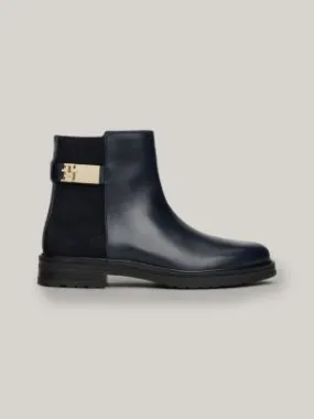 Bottines en cuir multitextures | Bleu | Tommy Hilfiger