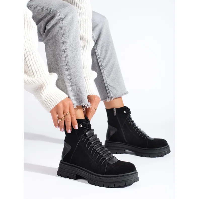 Bottines en cuir Shelovet noires le noir