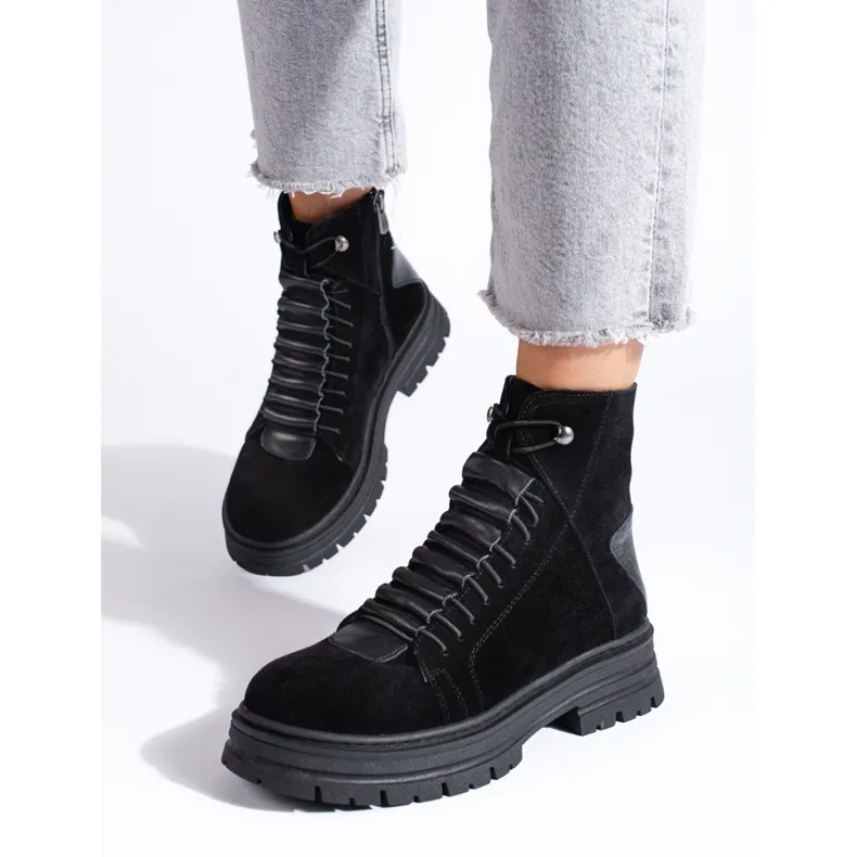 Bottines en cuir Shelovet noires le noir