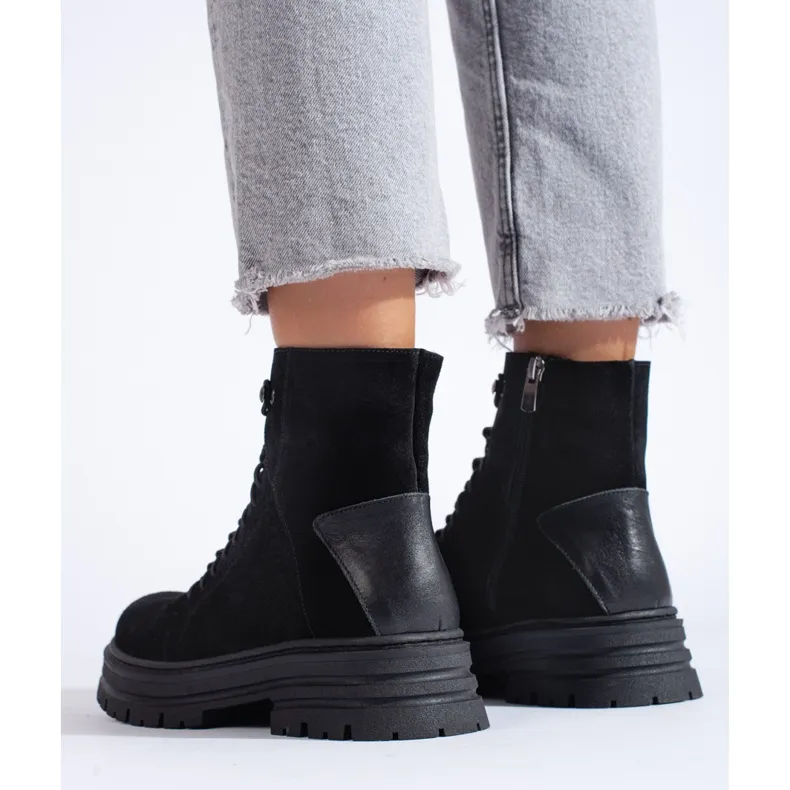 Bottines en cuir Shelovet noires le noir