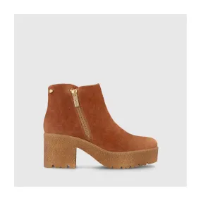 Bottines en cuir suédé marron pour femme | Chaussures femme LODI en ligne.