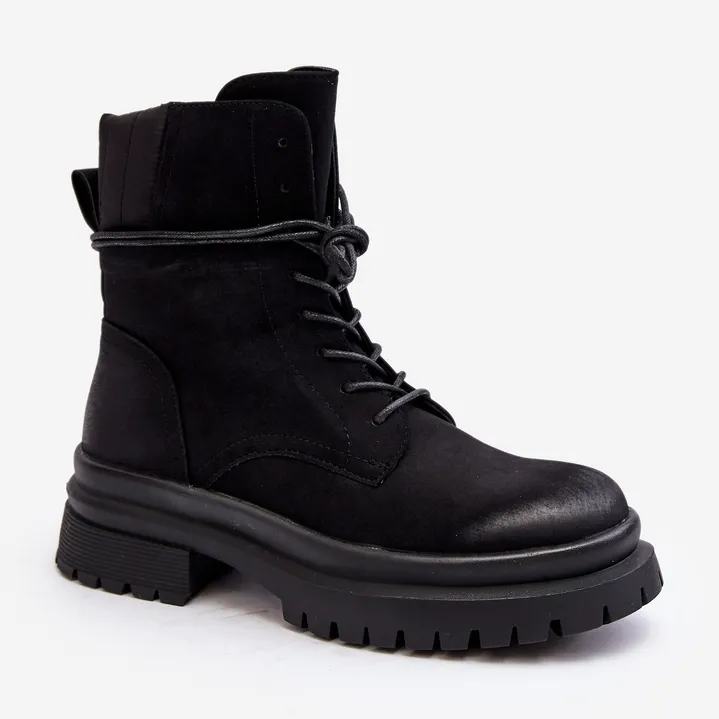 Bottines Trappeur Femme Sur Semelle Épaisse, Noir Narelona le noir