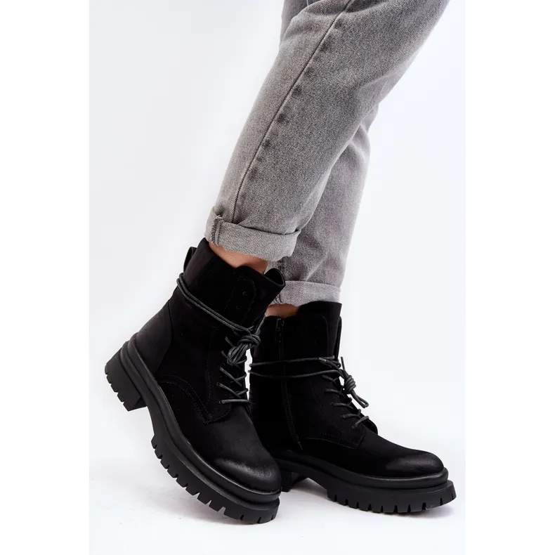 Bottines Trappeur Femme Sur Semelle Épaisse, Noir Narelona le noir