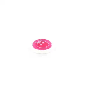 Bouton polyester rond Pomme - fuchsia