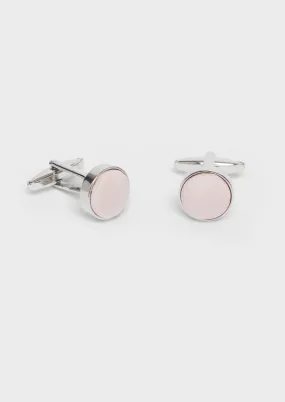 Boutons de manchettes ronds en soie rose