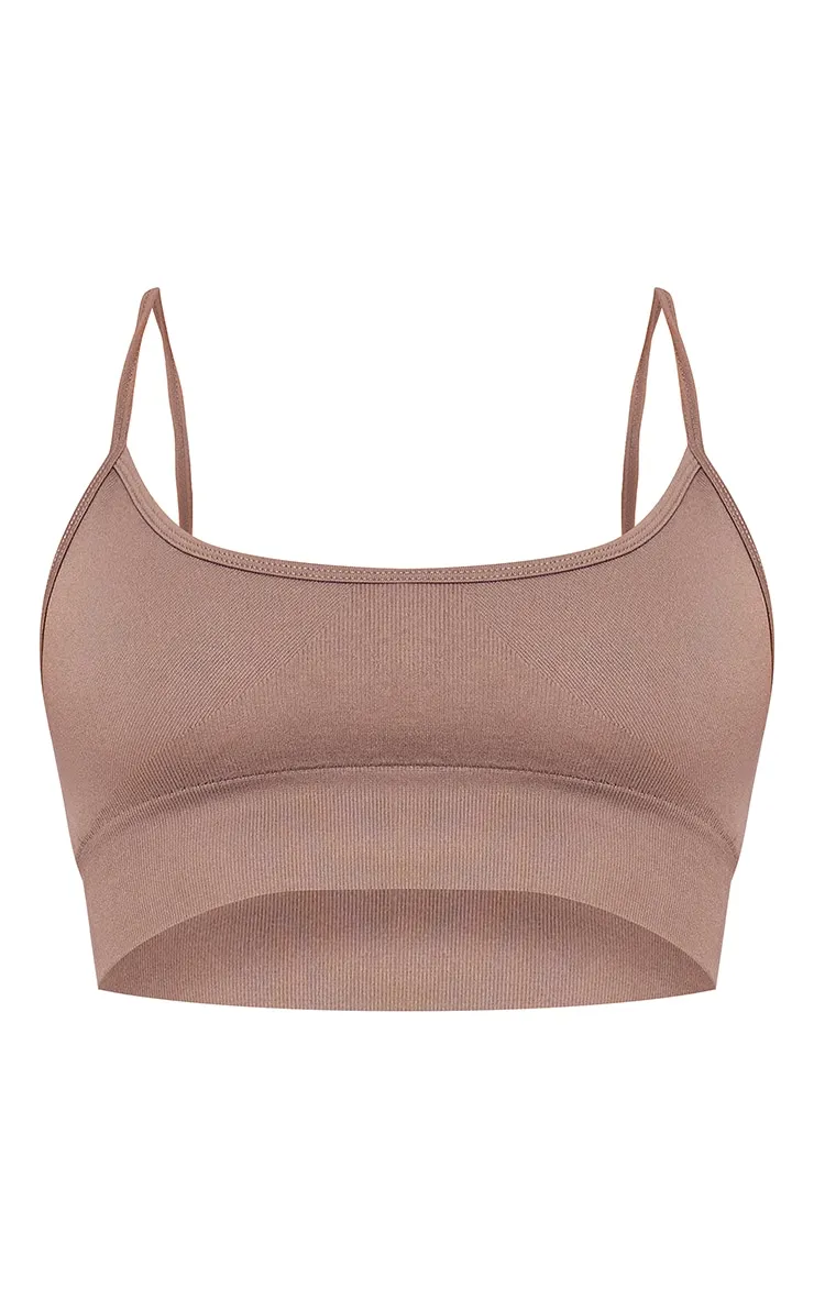 Brassière de sport rembourrée taupe basique sans coutures