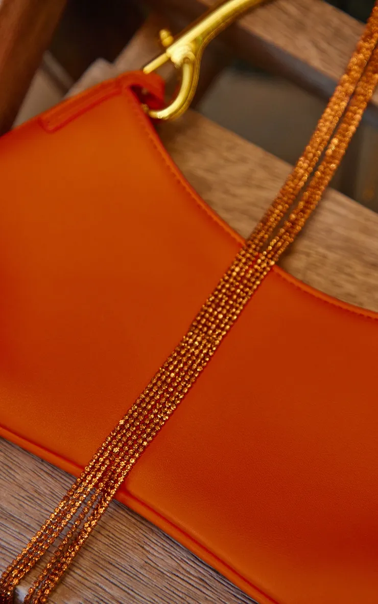 Collier long à strass style ambre et franges