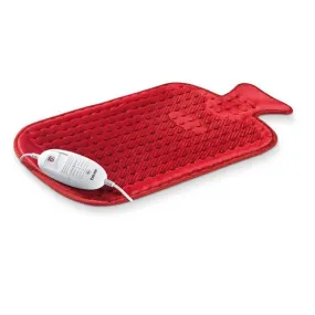 Coussin Chauffant électrique en forme de bouillotte, polaire rouge 50x30cm