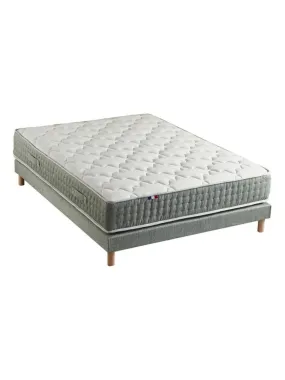 Ensemble + matelas Ressort 7 zones Face Hiver/Eté différente HYGGE Fabriqué en France - Blanc Vert