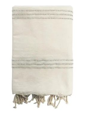 Fouta traditionnelle Isis Écru/Argent 100x200 190g/m² - Ecru/Argent