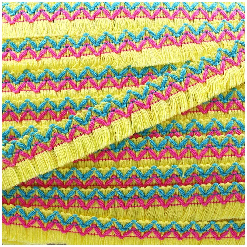 Galon tissé à franges Jamayca - multi jaune