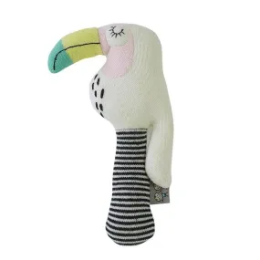 Hochet en tricot de coton - SEVIRA KIDS - Toucan - Gris - Jouet d'éveil en tricot de coton gris - Sevira Kids