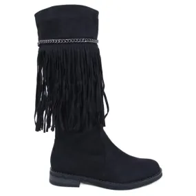 Novle Bottines à franges noires le noir