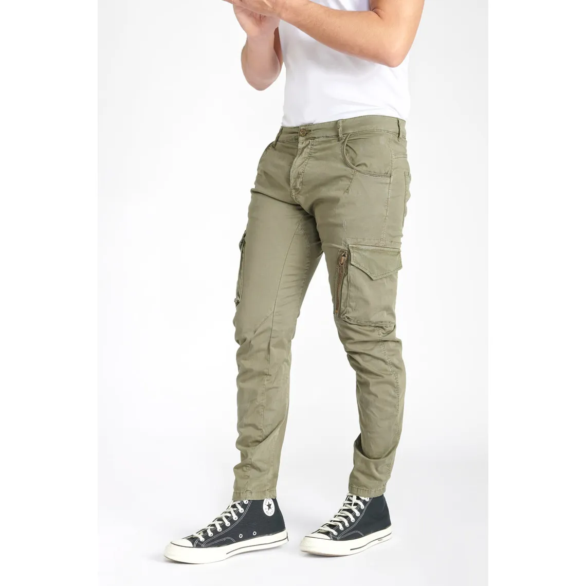 Pantalon cargo Alban kaki vert en coton | 3 Suisses