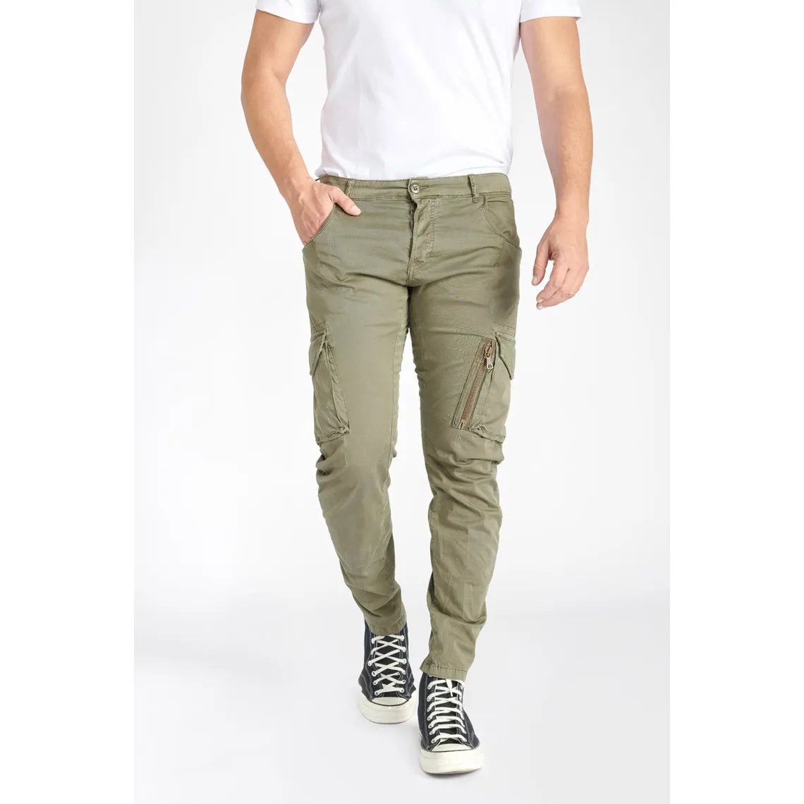 Pantalon cargo Alban kaki vert en coton | 3 Suisses