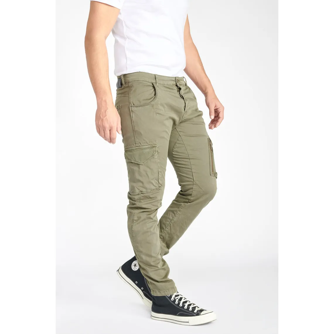 Pantalon cargo Alban kaki vert en coton | 3 Suisses