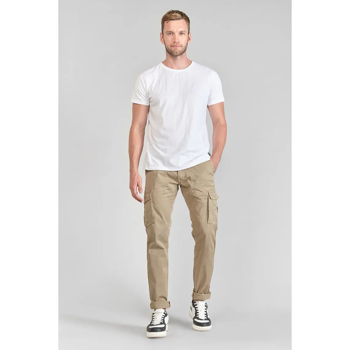 Pantalon cargo Lakme beige sable blanc en coton | 3 Suisses