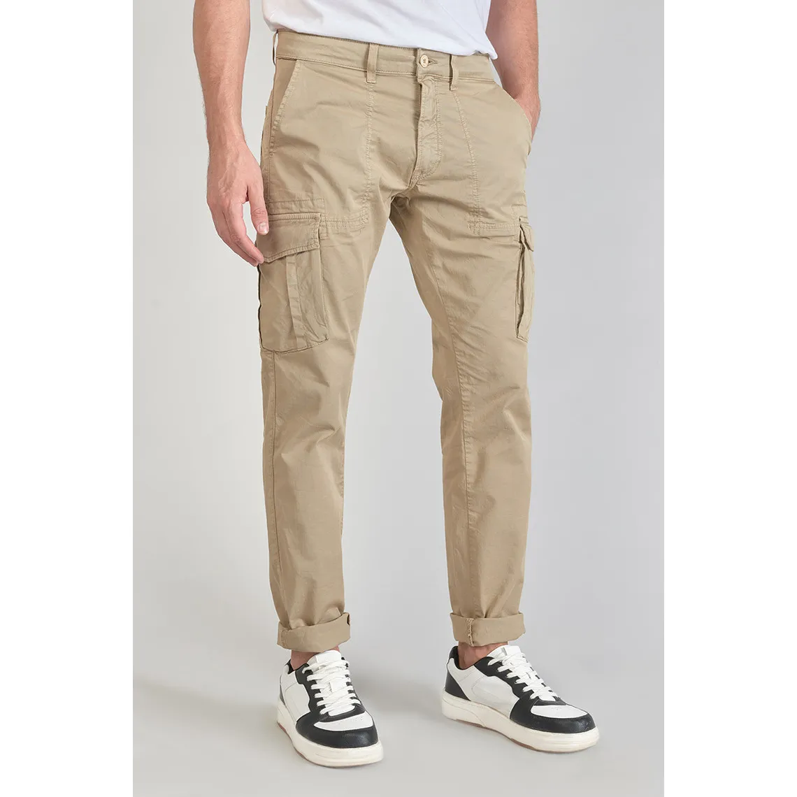 Pantalon cargo Lakme beige sable blanc en coton | 3 Suisses