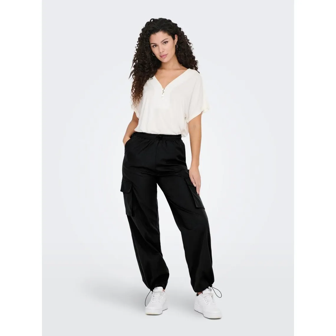 Pantalon cargo Taille élastiquée noir en coton | 3 Suisses