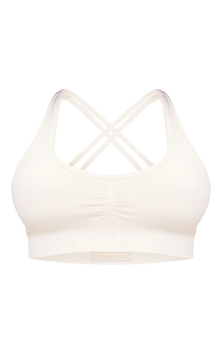 PLT Sport Soutien-gorge de sport sans coutures crème à petites découpes