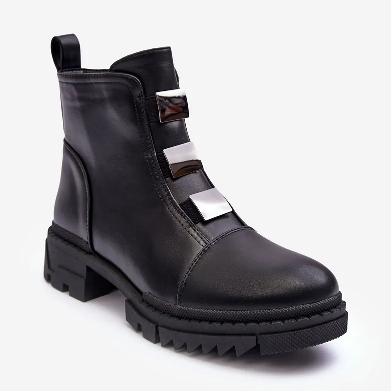 PS1 Bottines plates en cuir Azulenn noires le noir