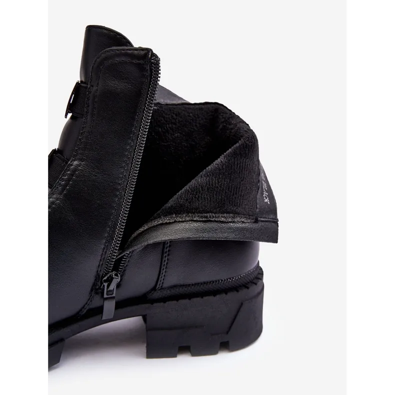 PS1 Bottines plates en cuir Azulenn noires le noir