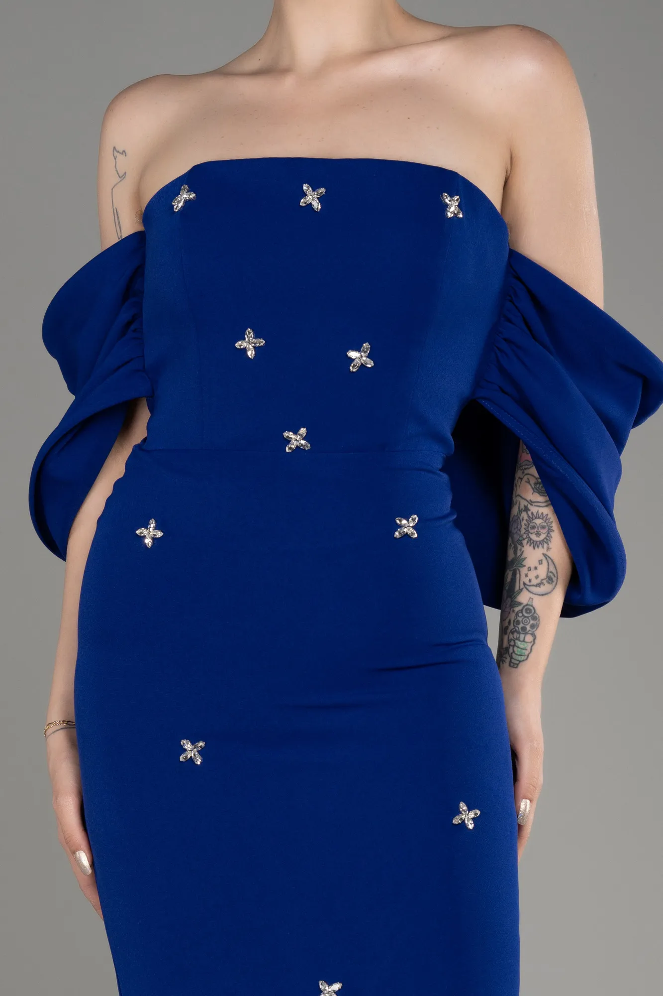 Robe de Cérémonie Midi Bleu Saxe ABK2074