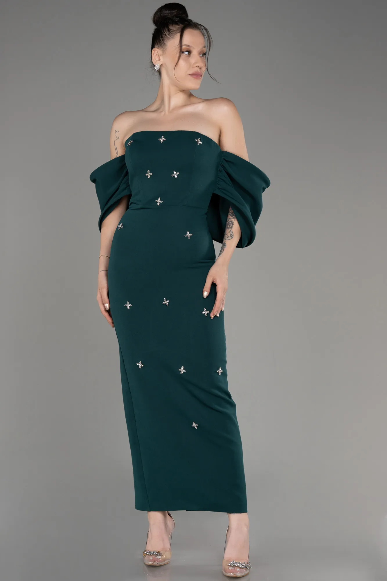 Robe de Cérémonie Midi Bleu Saxe ABK2074