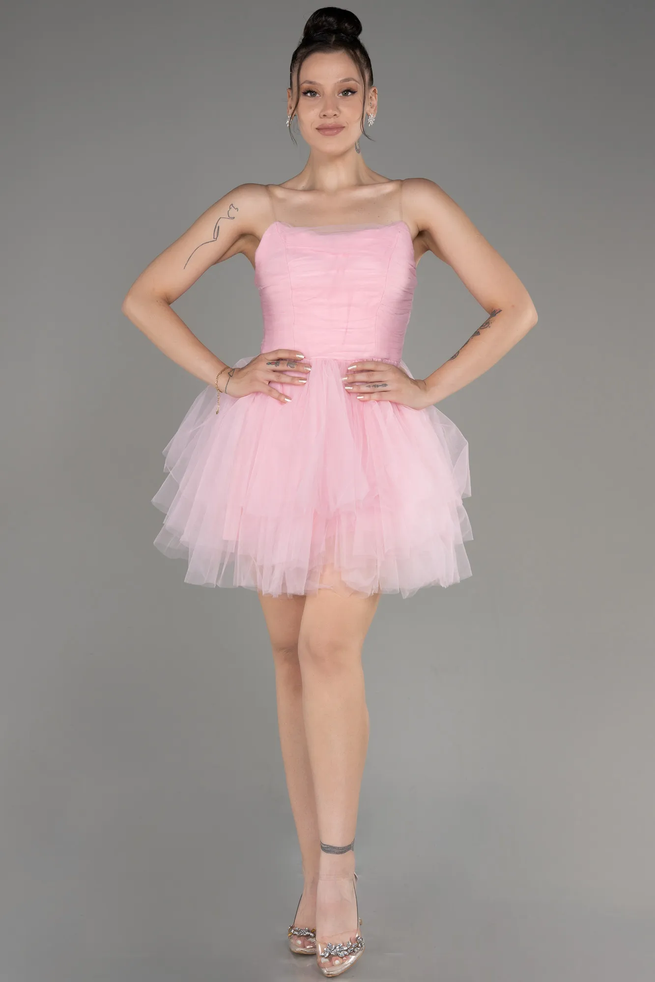 Robe de Cérémonie Mini Rose ABK2089