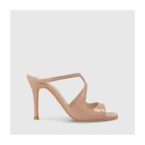 Sandale pour femme en cuir verni beige. I LODI Chaussures pour femme online.