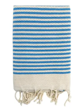 Serviette de plage Fouta traditionnelle Yadara Turquoise 100x200 190g/m² - Bleu azur