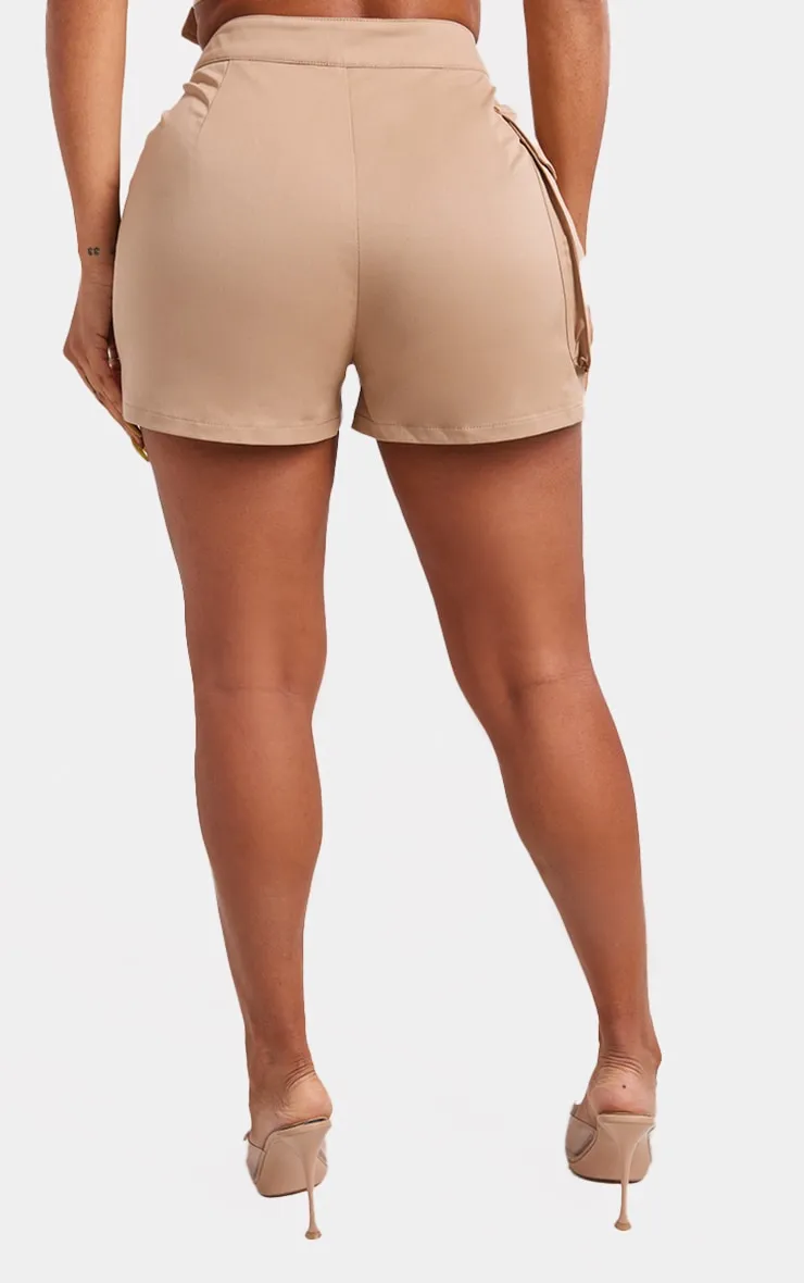 Shape Short cargo en maille sergée taupe détail poches