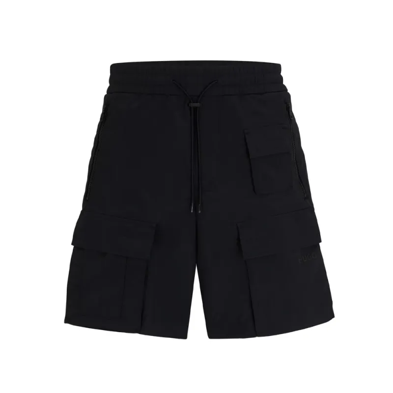 SHORT CARGO EN TOILE DÉPERLANTE HUGO NOIR AVEC POCHE POUR LE TÉLÉPHONE JAD242