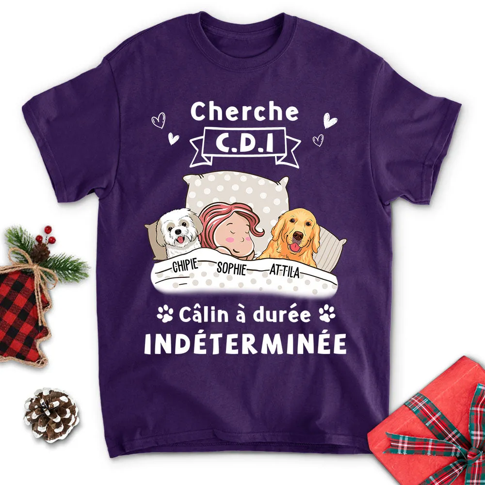 T-shirt Unisex Personnalisé - Mon Chien Cherche Cdi