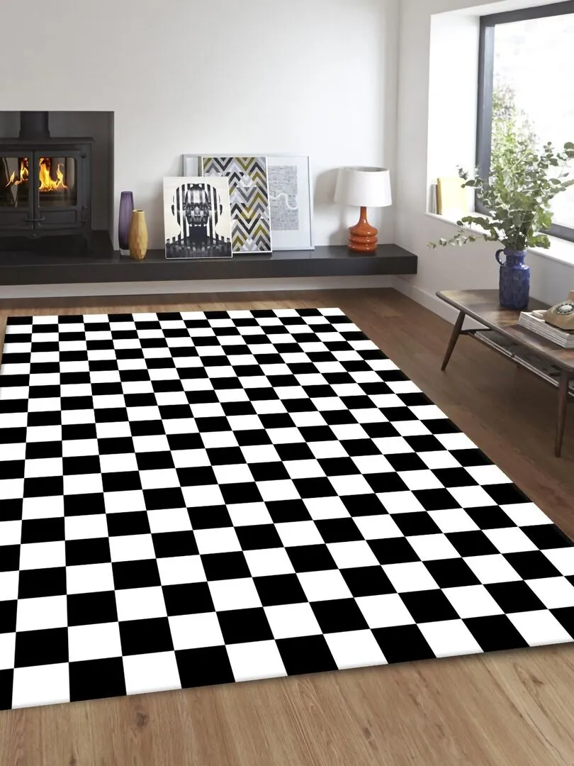 Tapis DAMIER - Noir Blanc