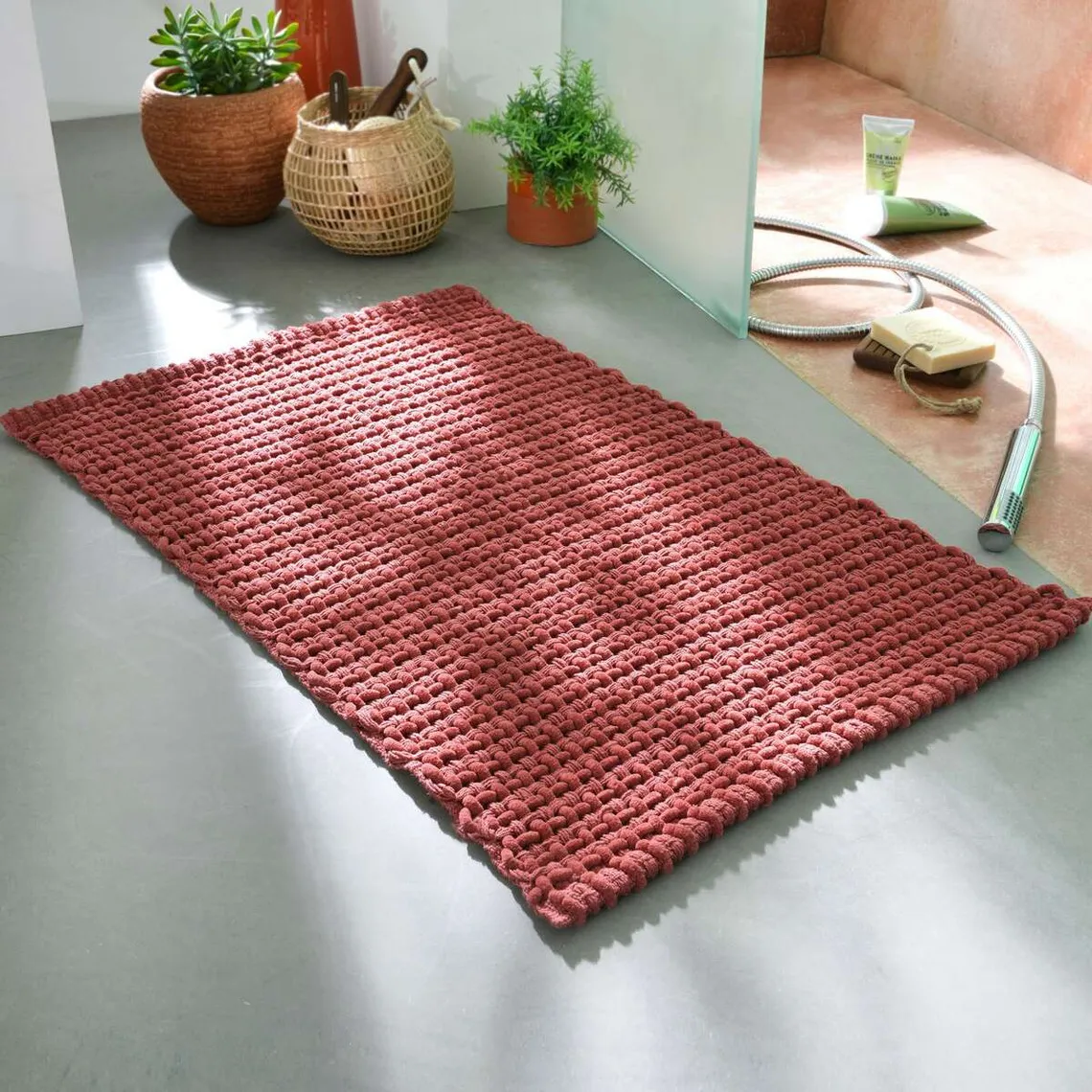 Tapis de bain TRESSADOUX  en polyester rose bois de rose | 3 Suisses