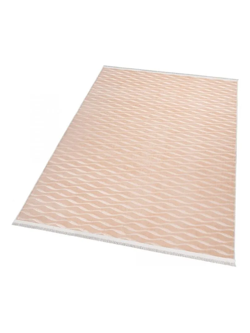 Tapis salon PERIA en polyester doux et soyeux - Beige