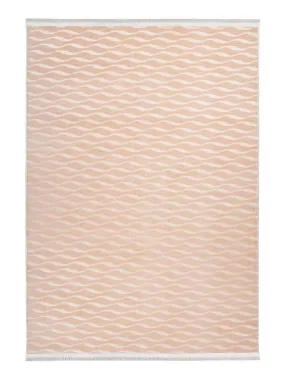 Tapis salon PERIA en polyester doux et soyeux - Beige