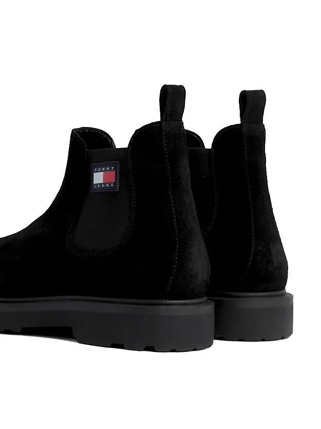 Tommy Hilfiger Tommy Jeans Chelsea Bottes En Cuir Suédé Noir - Achetez À Prix Outlet!