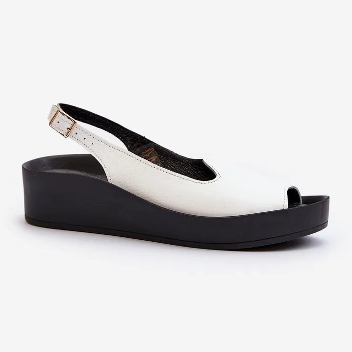 Zazoo 2893, Sandales en Cuir à Semelle Épaisse pour Femme, Blanc blanche