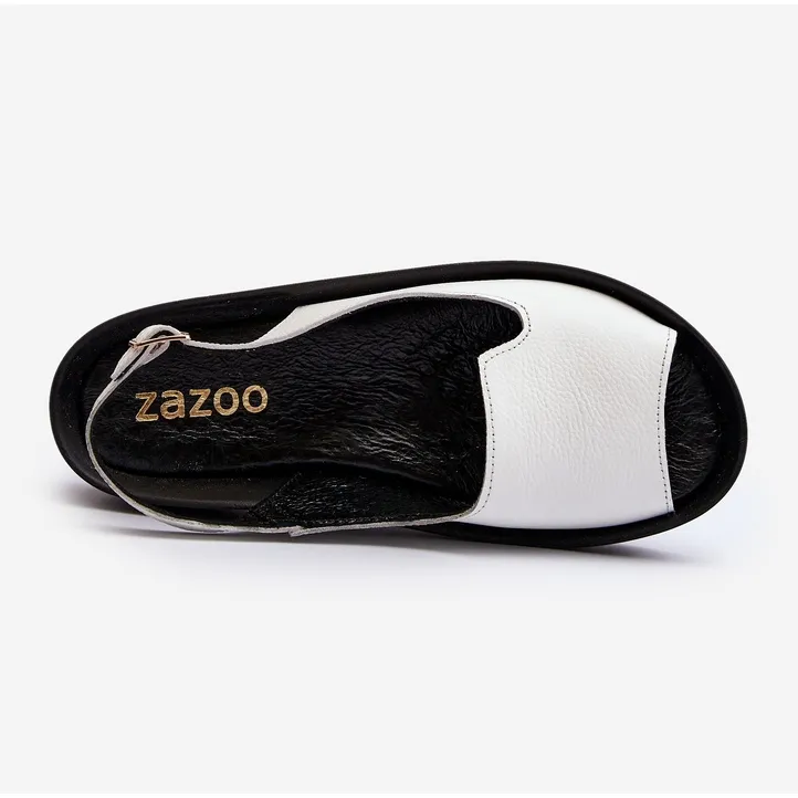 Zazoo 2893, Sandales en Cuir à Semelle Épaisse pour Femme, Blanc blanche